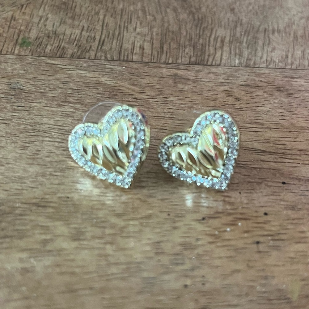 Gold Heart Stud Earrings